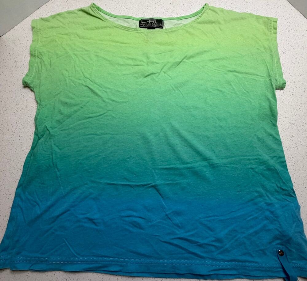Ralph Lauren Active t-shirt vibrant lime green to turquoise Size Large